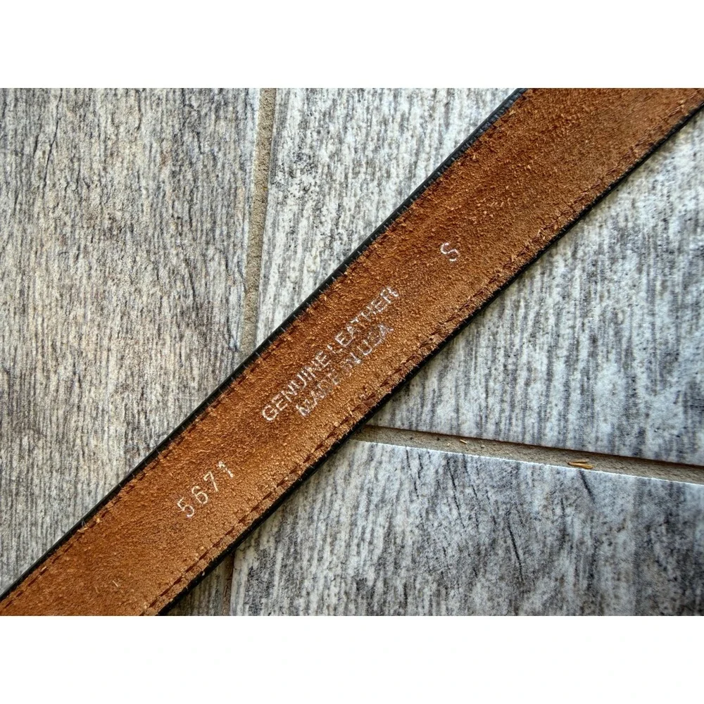 Genuine Leather Western Belt Small Womens Engraved Buckle USA Engraved Cowgirl